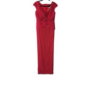 Tadashi Shoji Crinkle Maxi Dress 10 Lily Pink Chiffon Cap Sleeve Formal Wedding